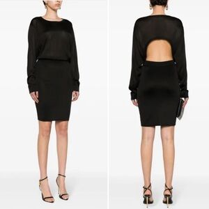 Saint Laurent Open-Back Knit Dress Boat Neck Pencil Skirt size large